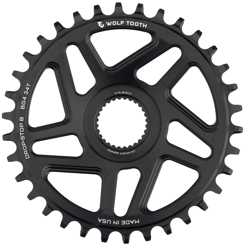 MONOPLATO PARA BICICLETA ELECTRICA BOSH 34T DROP-STOP B WOLFTOOTH NEGRO