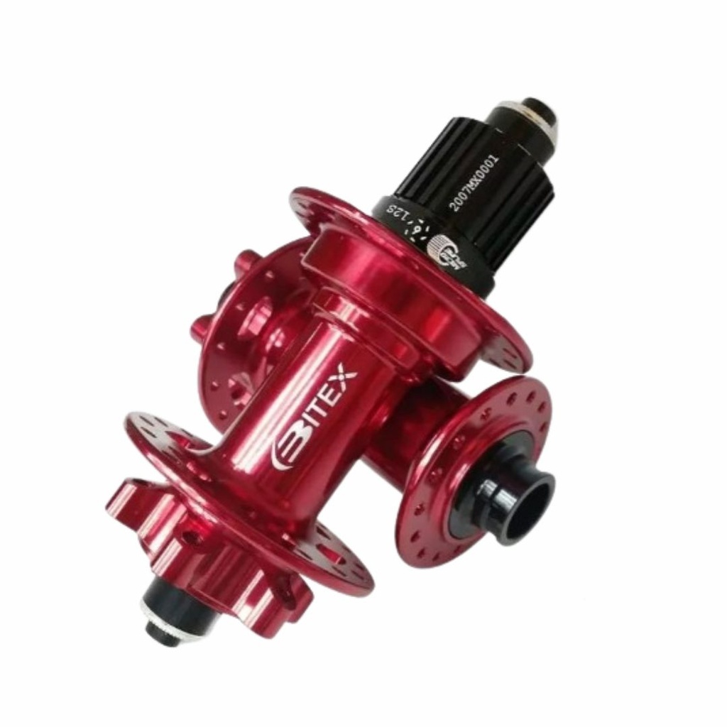 PAR DE MAZAS BITEX BX211 BOOST 15X110MM/12X148MM BODY MICROSPLINE ROJAS 28H (EZO) (SIN ROSCA)