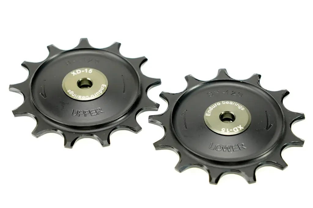 BKCJ-0361 - POLEAS DE CAMBIO DE 13 DIENTES, BALERO HÍBRIDO CERÁMICO XD15, DELRIN MECANIZADO PARA DESVIADORES MECÁNICOS SHIMANO XTR, XT Y GRX 1X DE 12 VELOCIDADES (ORIFICIO PARA TORNILLO DE 5 MM) - NEGRO
